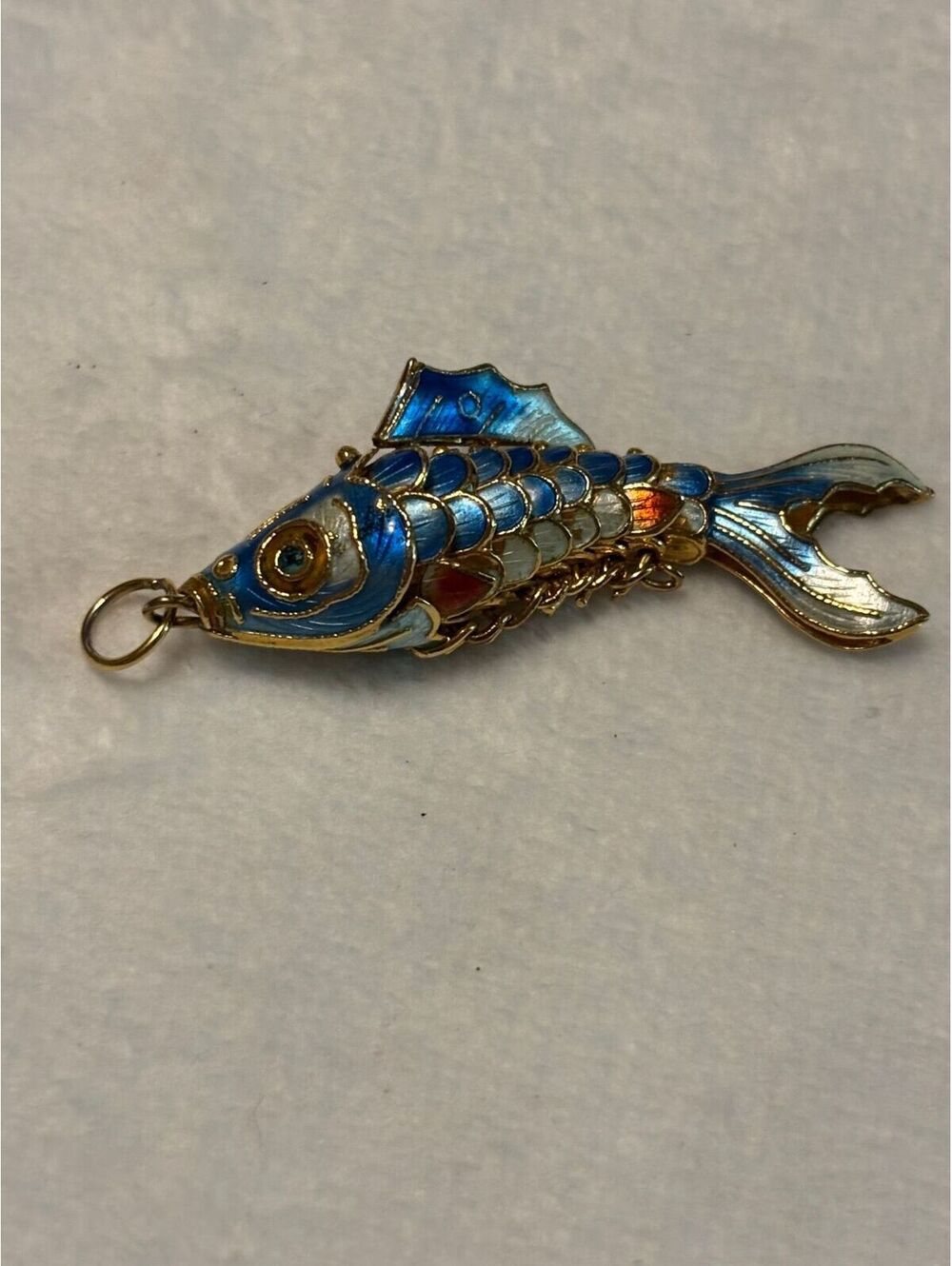 Cloisonné Articulated Koi Fish Necklace Pendant